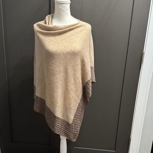 Celeste Elegant Tan and Brown Women's Poncho 90%Wool-10%Cashmere